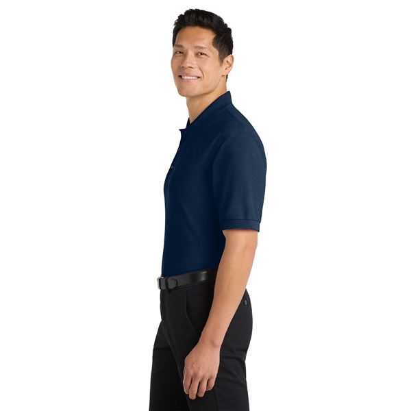 aerial view a navy port authority silk touch polo shirt, image 5 of 5