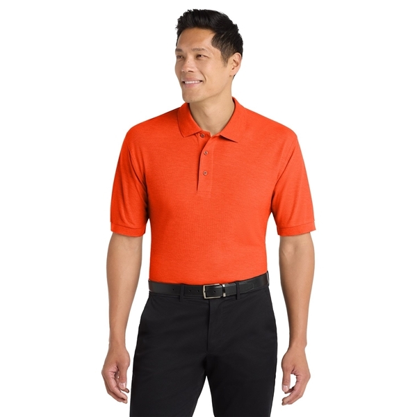 aerial view a orange port authority silk touch polo shirt, image 3 of 5