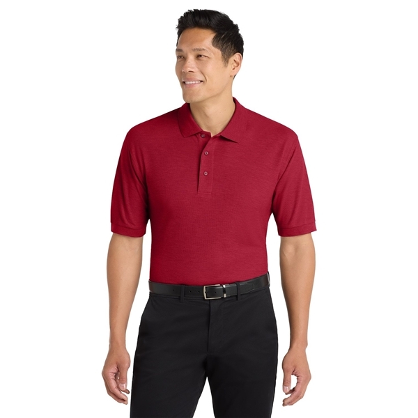aerial view a red port authority silk touch polo shirt, image 3 of 5