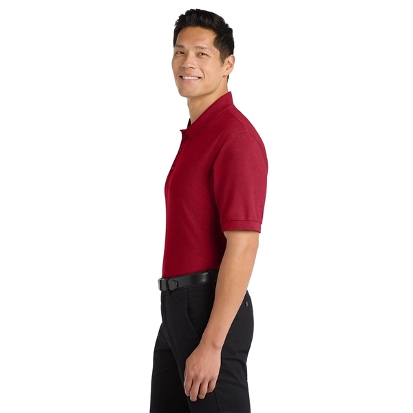 aerial view a red port authority silk touch polo shirt, image 5 of 5
