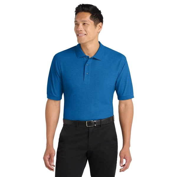 aerial view a strong blue port authority silk touch polo shirt, image 3 of 5