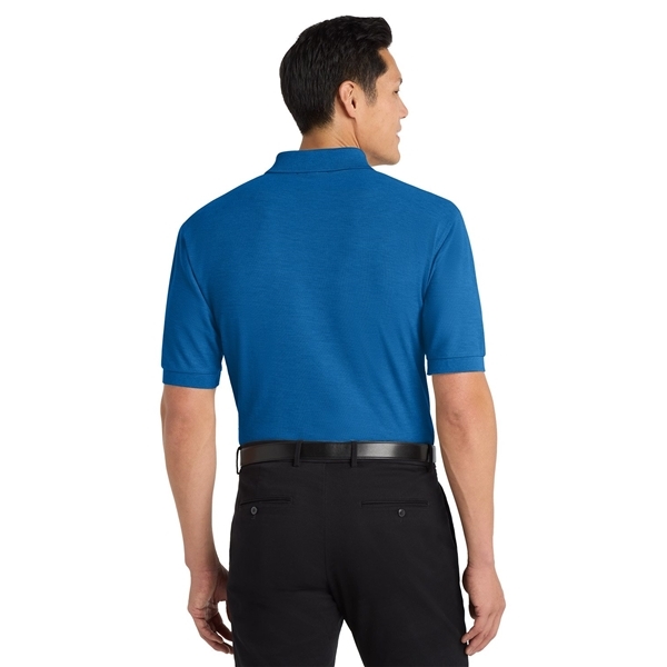 aerial view a strong blue port authority silk touch polo shirt, image 4 of 5