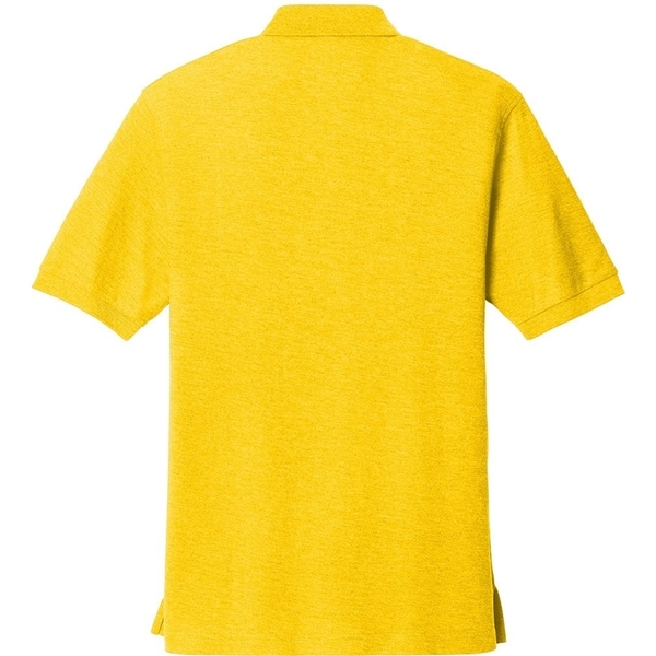 aerial view a sunflower yellow port authority silk touch polo shirt, image 2 of 5