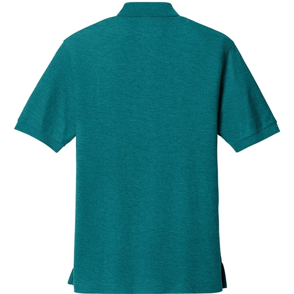 aerial view a teal green port authority silk touch polo shirt, image 2 of 5