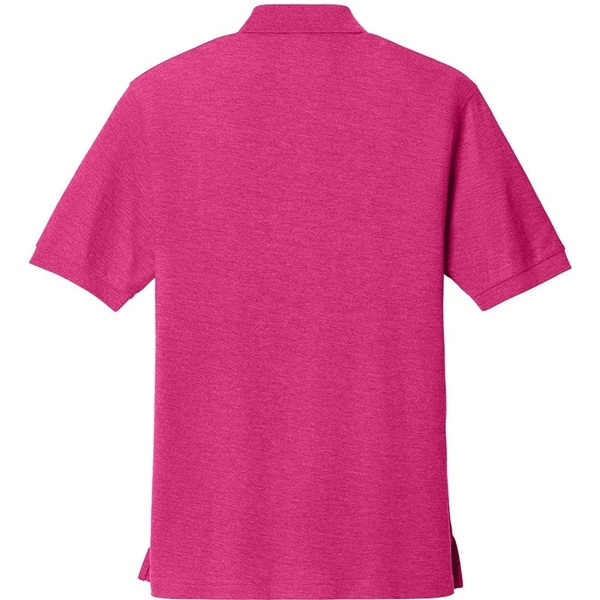aerial view a tropical pink port authority silk touch polo shirt, image 2 of 5