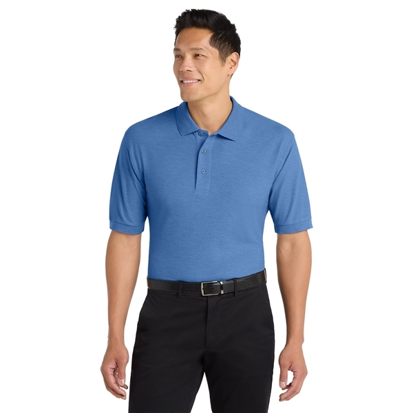 aerial view a ultramarine blue port authority silk touch polo shirt, image 3 of 5