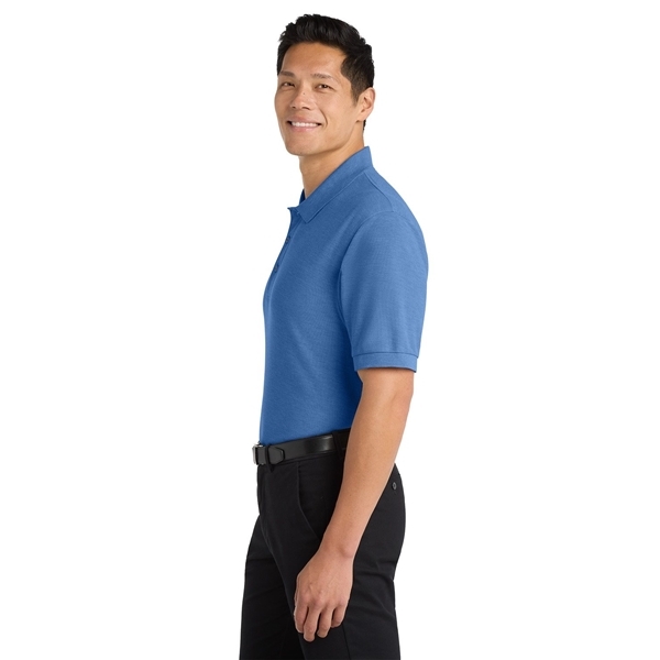 aerial view a ultramarine blue port authority silk touch polo shirt, image 5 of 5
