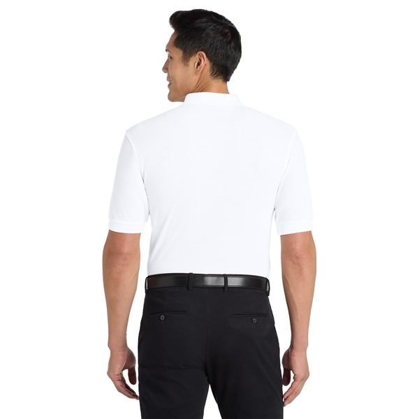 aerial view a white port authority silk touch polo shirt, image 4 of 5
