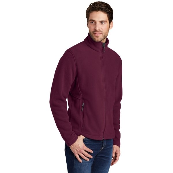 aerial view a maroon port authority fleece jacket - mens, image 2 of 6