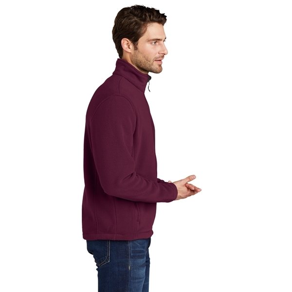 aerial view a maroon port authority fleece jacket - mens, image 3 of 6