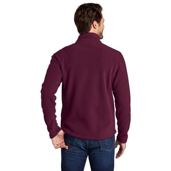 aerial view a maroon port authority fleece jacket - mens, image 4 of 6