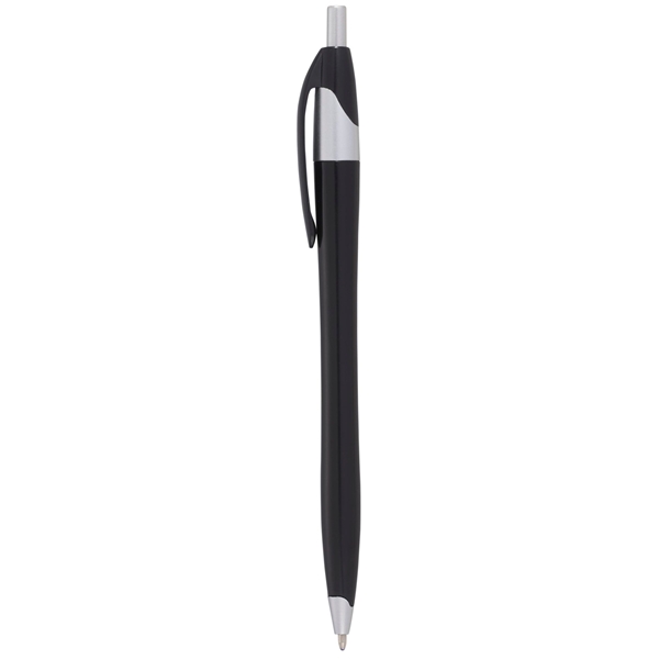 aerial view a black with silver trim cougar multi color click ballpoint pen, custom pens, image 2 of 4