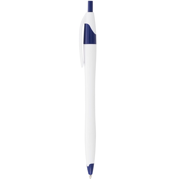 aerial view a white with blue trim cougar multi color click ballpoint pen, custom pens, image 2 of 4