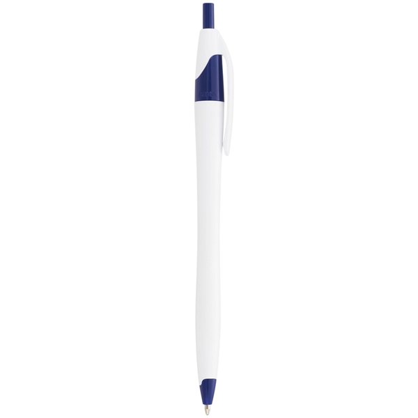 aerial view a white with blue trim cougar multi color click ballpoint pen, custom pens, image 3 of 4