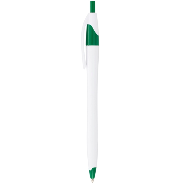 aerial view a white with green trim cougar multi color click ballpoint pen, custom pens, image 2 of 4