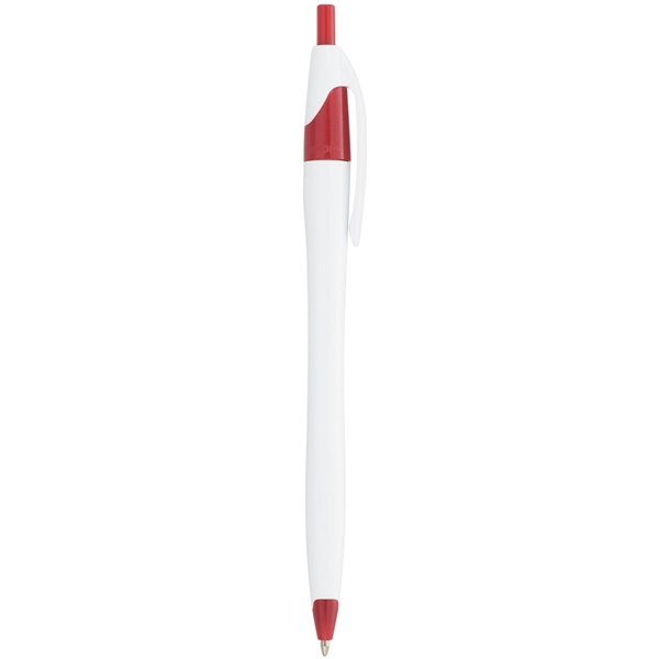 aerial view a white with red trim cougar multi color click ballpoint pen, custom pens, image 3 of 4