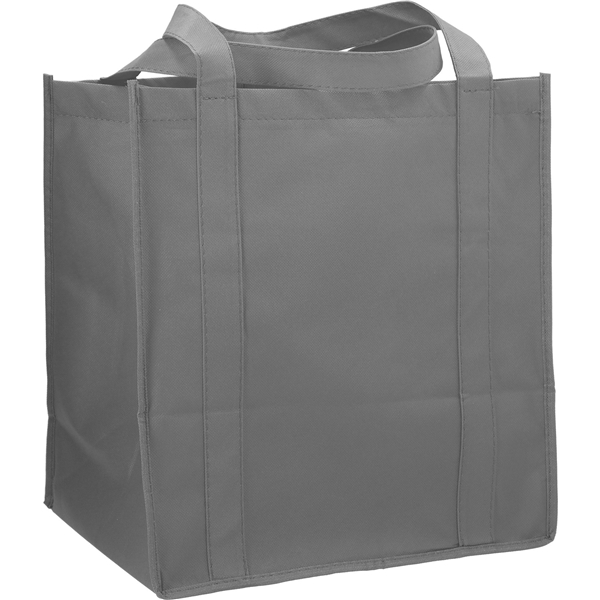 aerial view a gray the hercules non - woven grocery tote - 13 x 14.5, image 3 of 4