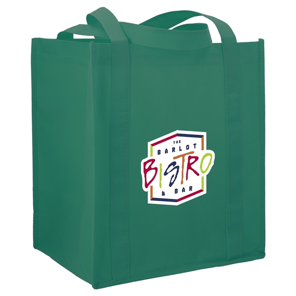 aerial view a green the hercules non - woven grocery tote - 13 x 14.5, image 4 of 4