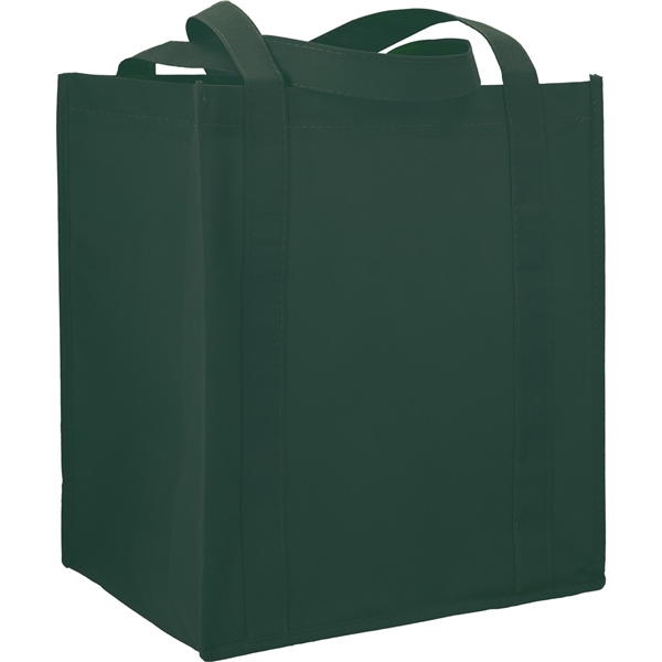 aerial view a hunter green the hercules non - woven grocery tote - 13 x 14.5, image 3 of 4