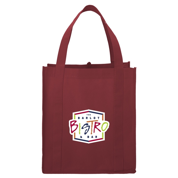aerial view a maroon the hercules non - woven grocery tote - 13 x 14.5, image 2 of 4