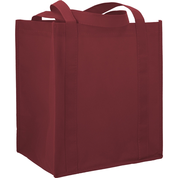 aerial view a maroon the hercules non - woven grocery tote - 13 x 14.5, image 3 of 4