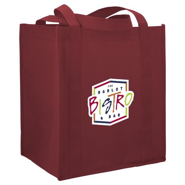 aerial view a maroon the hercules non - woven grocery tote - 13 x 14.5, image 4 of 4