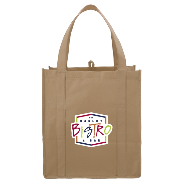 aerial view a natural the hercules non - woven grocery tote - 13 x 14.5, image 2 of 4