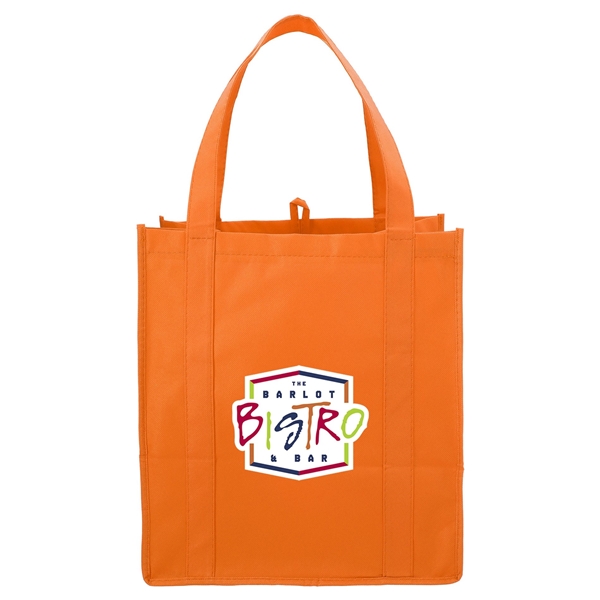 aerial view a orange the hercules non - woven grocery tote - 13 x 14.5, image 2 of 4