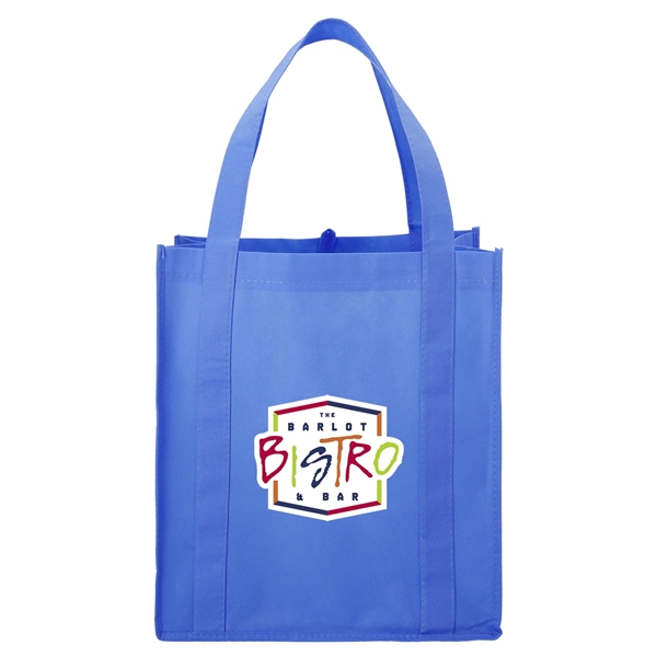 aerial view a process blue the hercules non - woven grocery tote - 13 x 14.5, image 2 of 4