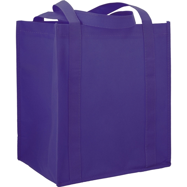 aerial view a purple the hercules non - woven grocery tote - 13 x 14.5, image 3 of 4
