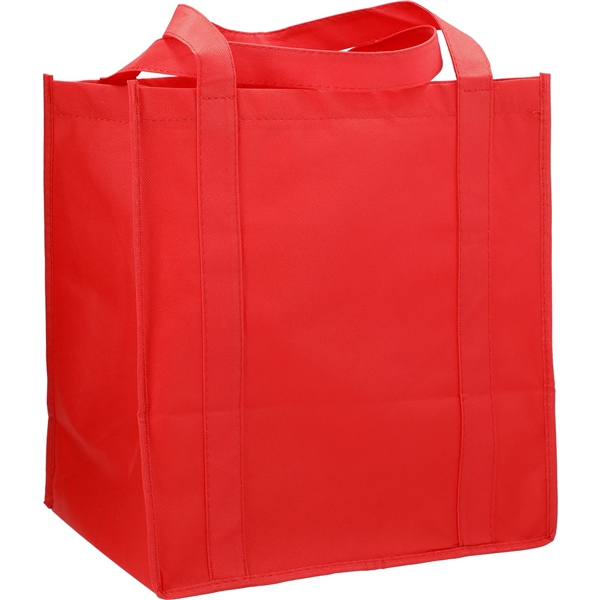 aerial view a red the hercules non - woven grocery tote - 13 x 14.5, image 3 of 6