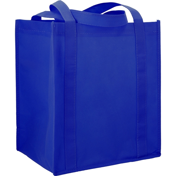 aerial view a royal blue the hercules non - woven grocery tote - 13 x 14.5, image 3 of 4