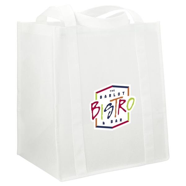 aerial view a white the hercules non - woven grocery tote - 13 x 14.5, image 4 of 4