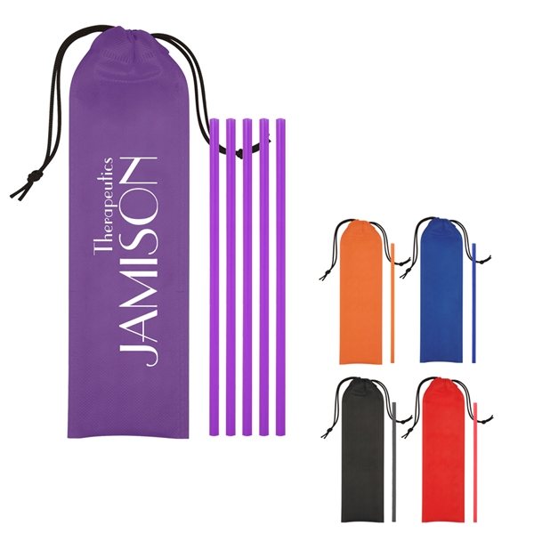5- Pack On The Go Straws With Pouch