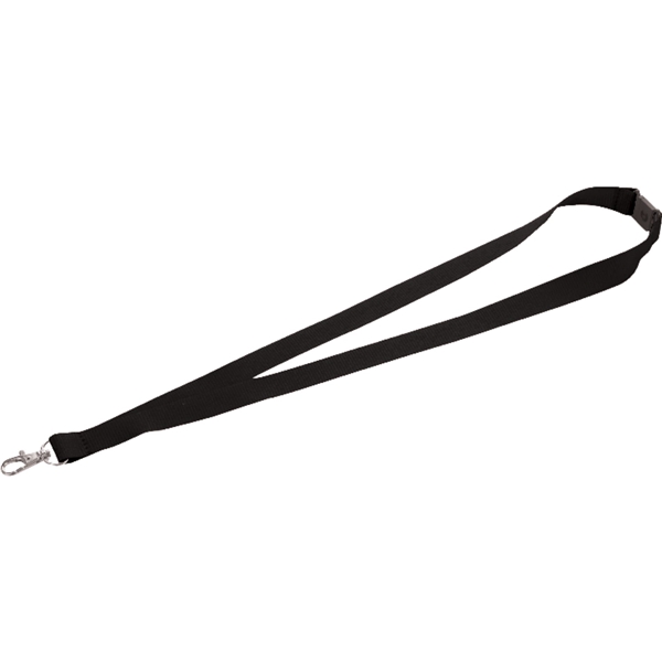 aerial view a black lanyard with metal lobster clip - 3/4, image 2 of 3