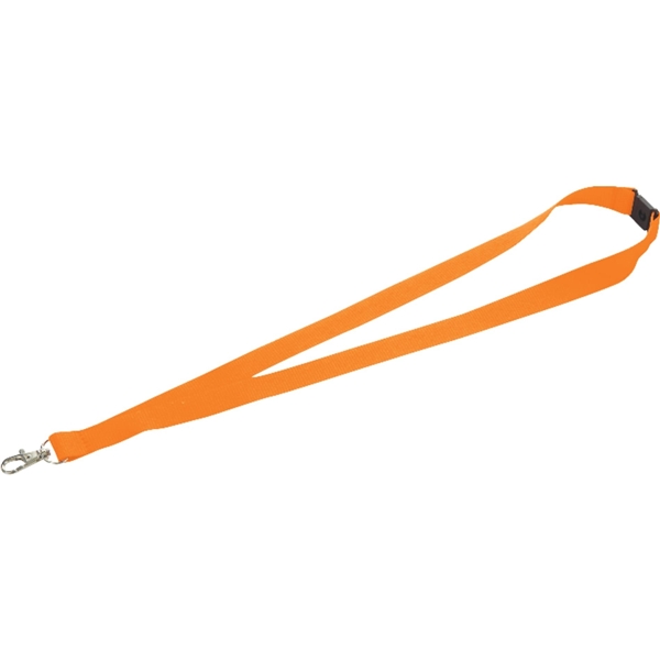 aerial view a orange lanyard with metal lobster clip - 3/4, image 2 of 3