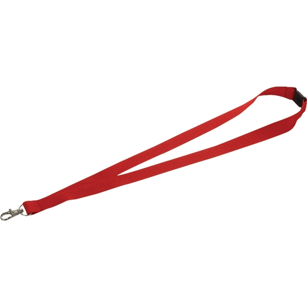 aerial view a red lanyard with metal lobster clip - 3/4, image 2 of 3