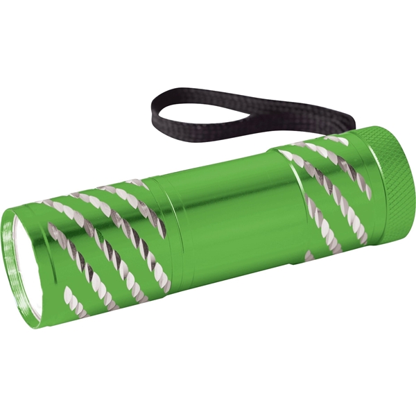 aerial view a lime green astro aluminum mini flashlight, image 2 of 3