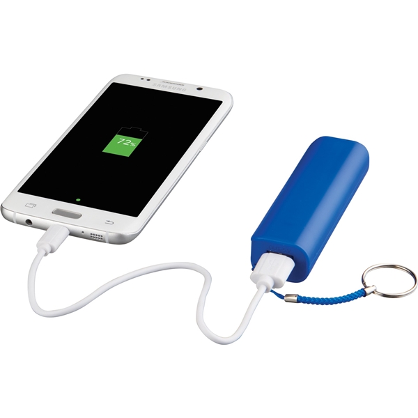 aerial view a royal blue span 1200 mah power bank, image 5 of 5