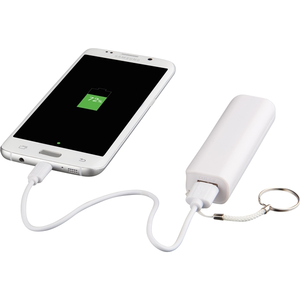 aerial view a white span 1200 mah power bank, image 5 of 5