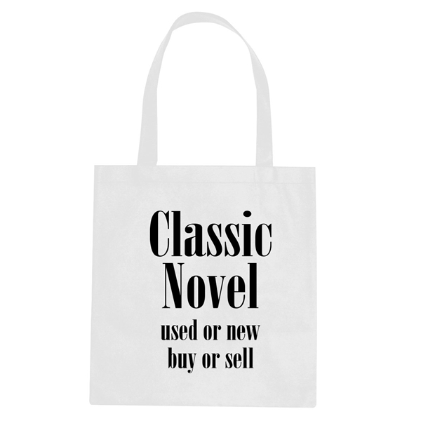 aerial view a white non - woven conference tote bag - multi color choices - 15 x 16, image 2 of 2