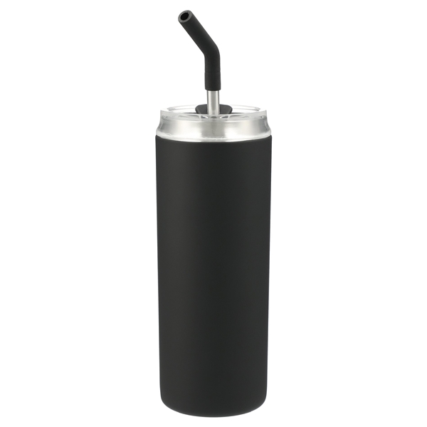 aerial view a black marka copper vac tumbler w / ss straw 20 oz, image 2 of 6