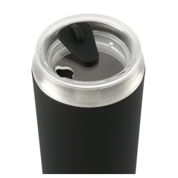 aerial view a black marka copper vac tumbler w / ss straw 20 oz, image 5 of 6