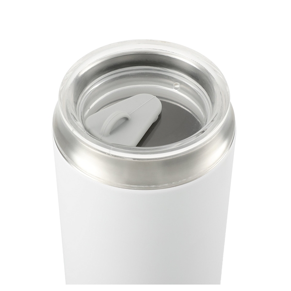 aerial view a white marka copper vac tumbler w / ss straw 20 oz, image 4 of 6