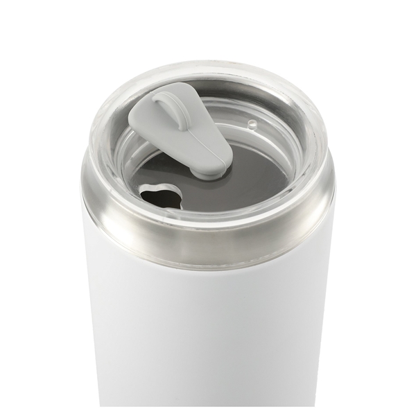 aerial view a white marka copper vac tumbler w / ss straw 20 oz, image 5 of 6