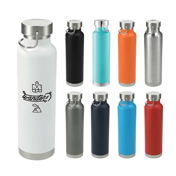 aerial view a group of thor copper vacuum insulated 22oz water bottle, image 2 of 3
