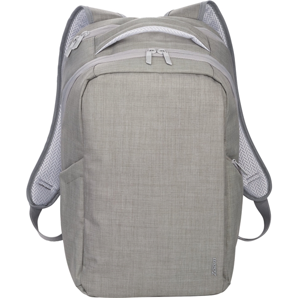 aerial view a gray zoom grid 15 tsa computer backpack, image 2 of 12
