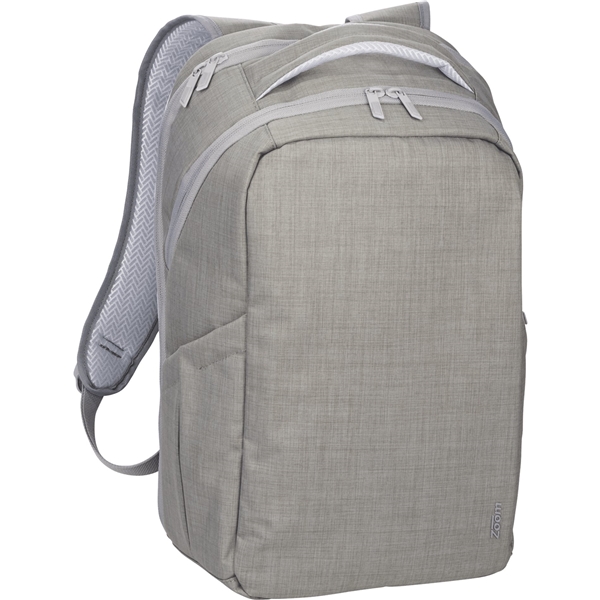 aerial view a gray zoom grid 15 tsa computer backpack, image 5 of 12