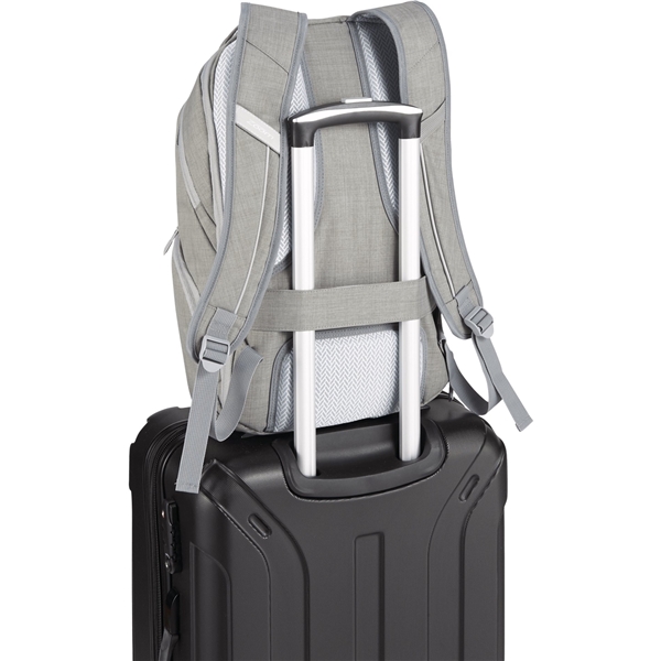 aerial view a gray zoom grid 15 tsa computer backpack, image 7 of 12