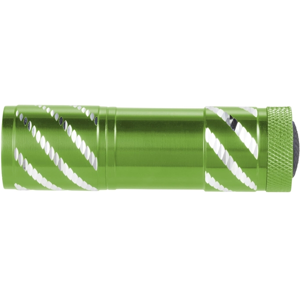 aerial view a lime green astro aluminum mini flashlight, image 3 of 3